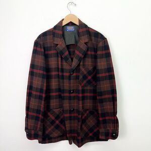 Pendelton Vintage 1960s Men’s Dark Brown Black Wool 3 Button Long Line Topper Ja